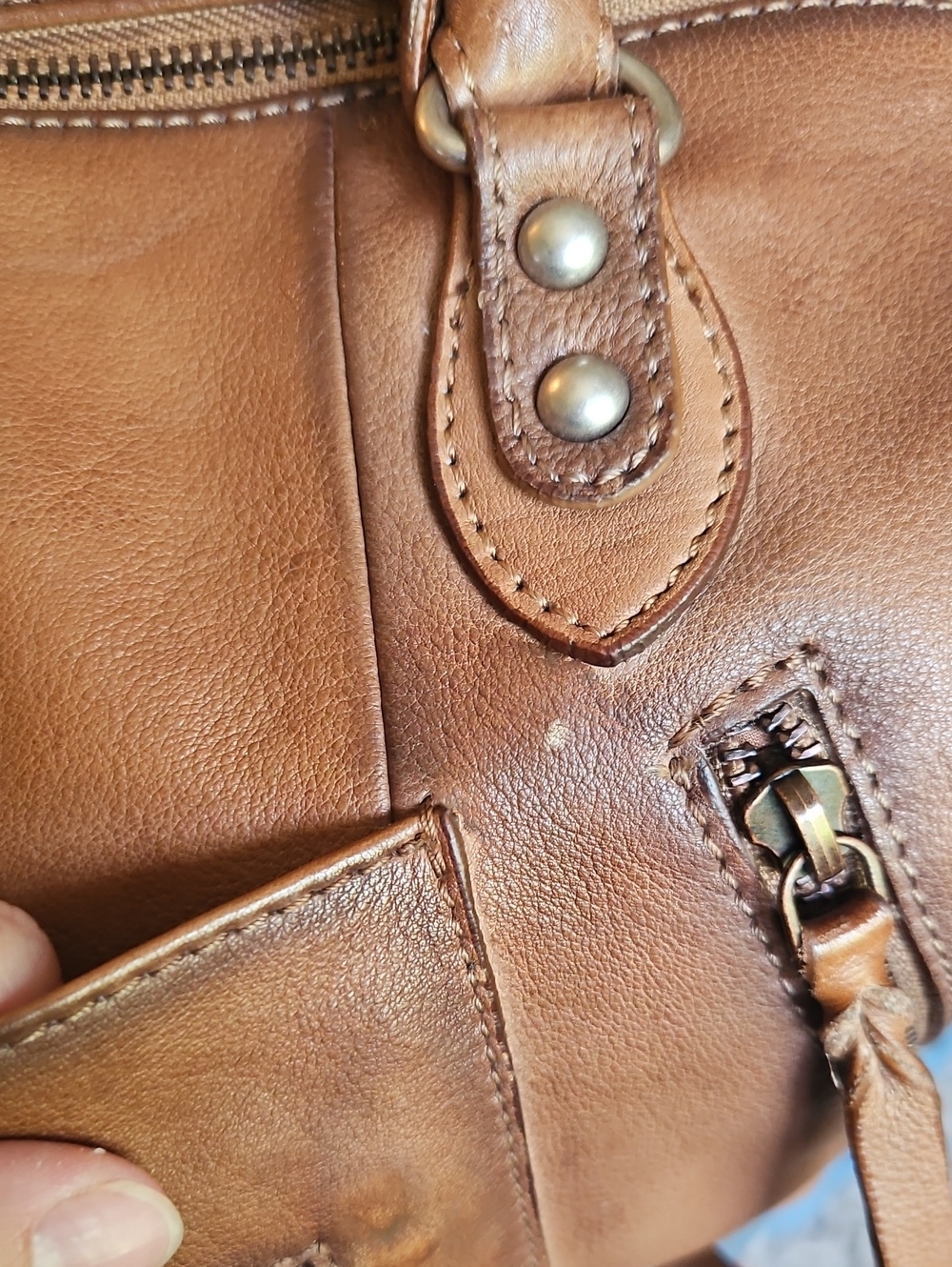 We The Free Baby Emerson Leather Bag | Saddle Brown Crossbody Satchel - Picture 4 of 13